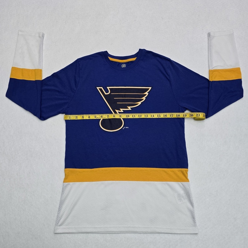 NHL St. Louis Blues Mens Blue Yellow Colorblock Long Sleeve Shirt Medium - Picture 9 of 16
